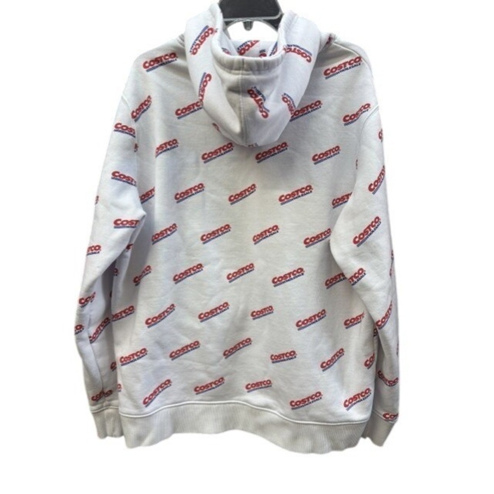 Kirkland Signature Costco Wholesale All Over Logo Hoodie White Mens XL - Picture 2 of 3